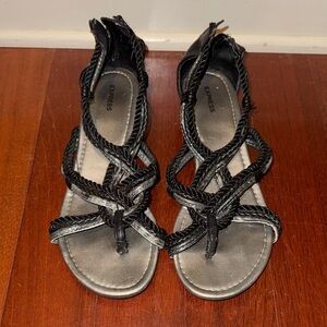 Express Black Braided Sandals
